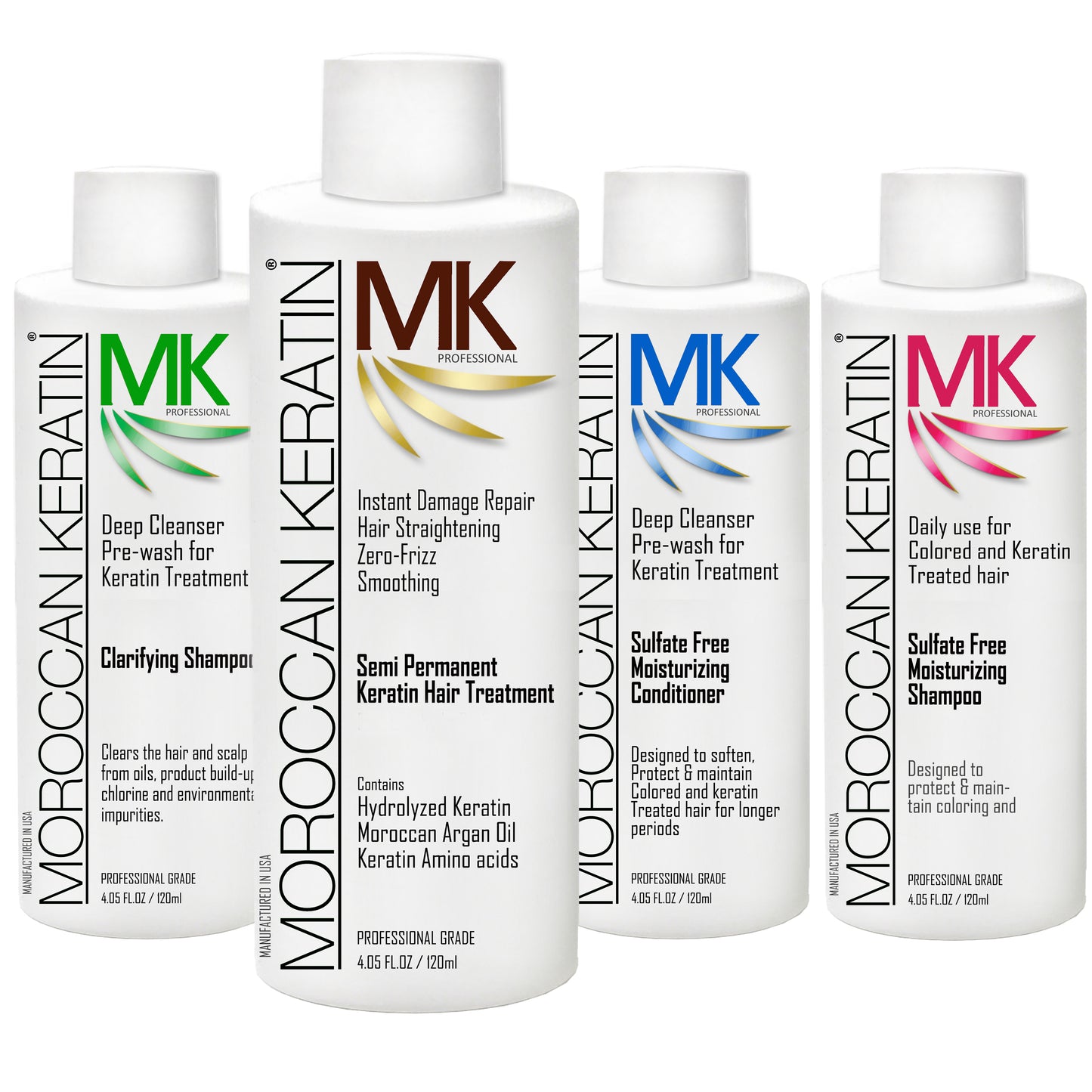 MK original formula (Strength 1a-3b)- Keratin Hair Straightening Smoothing Treatment 4x120ml with optional flat iron