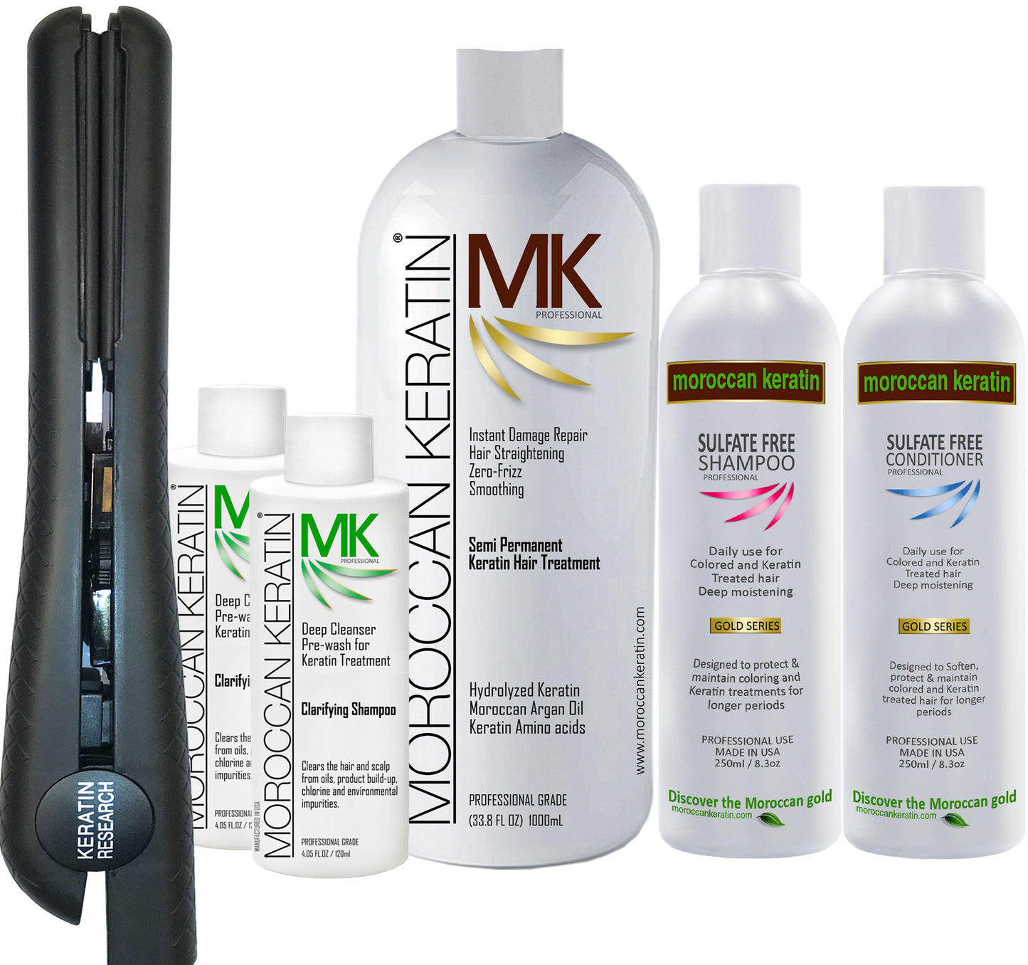 MK original formula XL SET (Strength 1a-3b)- Keratin Hair Straightening Smoothing Treatment infused with Moroccan Argan oil