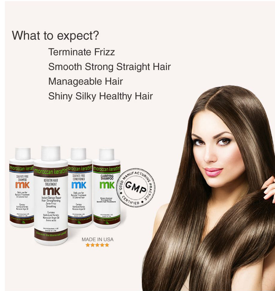 MK original formula (Strength 1a-3b)- Keratin Hair Straightening Smoothing Treatment 4x120ml with optional flat iron
