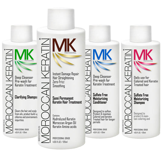 MK original formula (Strength 1a-3b)- Keratin Hair Straightening Smoothing Treatment 4x120ml with optional flat iron