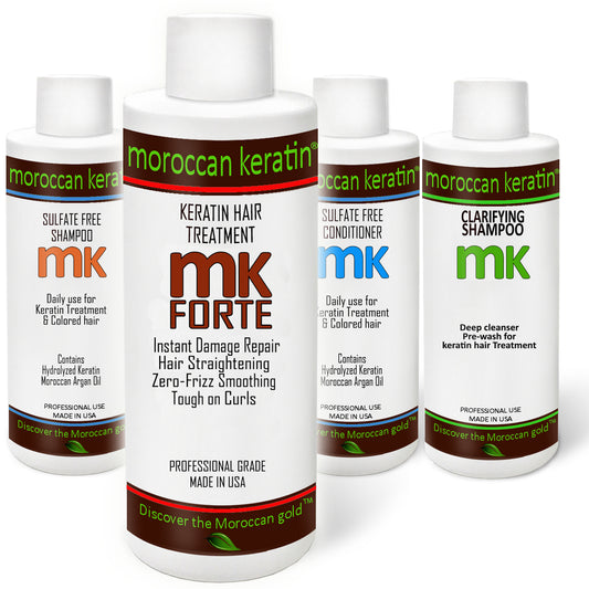 MK FORTE- (Strength 1a-4c ALL) Keratin Hair Treatment Designed to straighten Any Hair Types including African, Dominican, brazilian coarse kinky curly hair. 120ml x 4 with optional flat iron