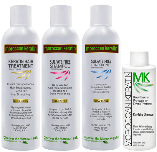 MK original formula (Strength 1a-3b)- Keratin Hair Straightening Smoothing Treatment 3x250+120 ml with optional flat iron