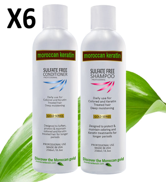 Moroccan Keratin BULK BUY 12PC GOLD SERIES Sulfate Free Shampoo & Conditioner 12pc SET