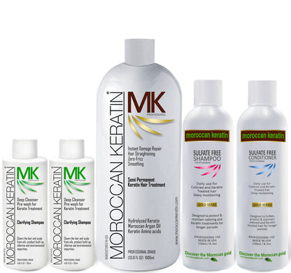 MK original formula XL SET (Strength 1a-3b)- Keratin Hair Straightening Smoothing Treatment infused with Moroccan Argan oil