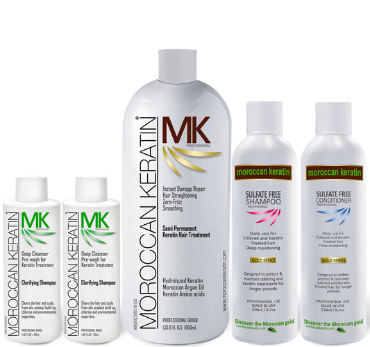 MK original formula XL SET (Strength 1a-3b)- Keratin Hair Straightening Smoothing Treatment infused with Moroccan Argan oil